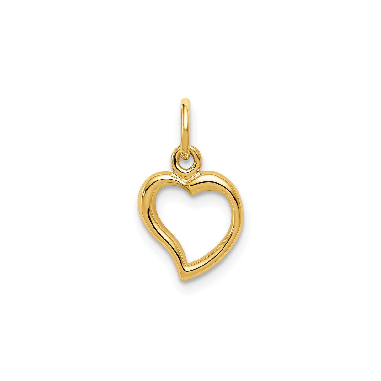 14k Yellow Gold Open Heart Pendant Charm, Minimalist Romantic Design for Women