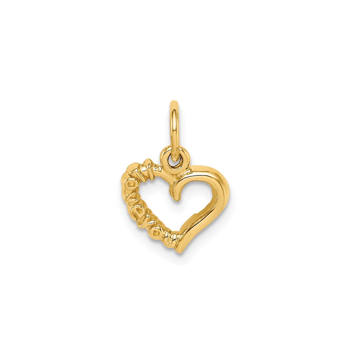 14k Yellow Gold Heart Pendant with I Love You Engraving, Romantic Jewelry Charm for Women