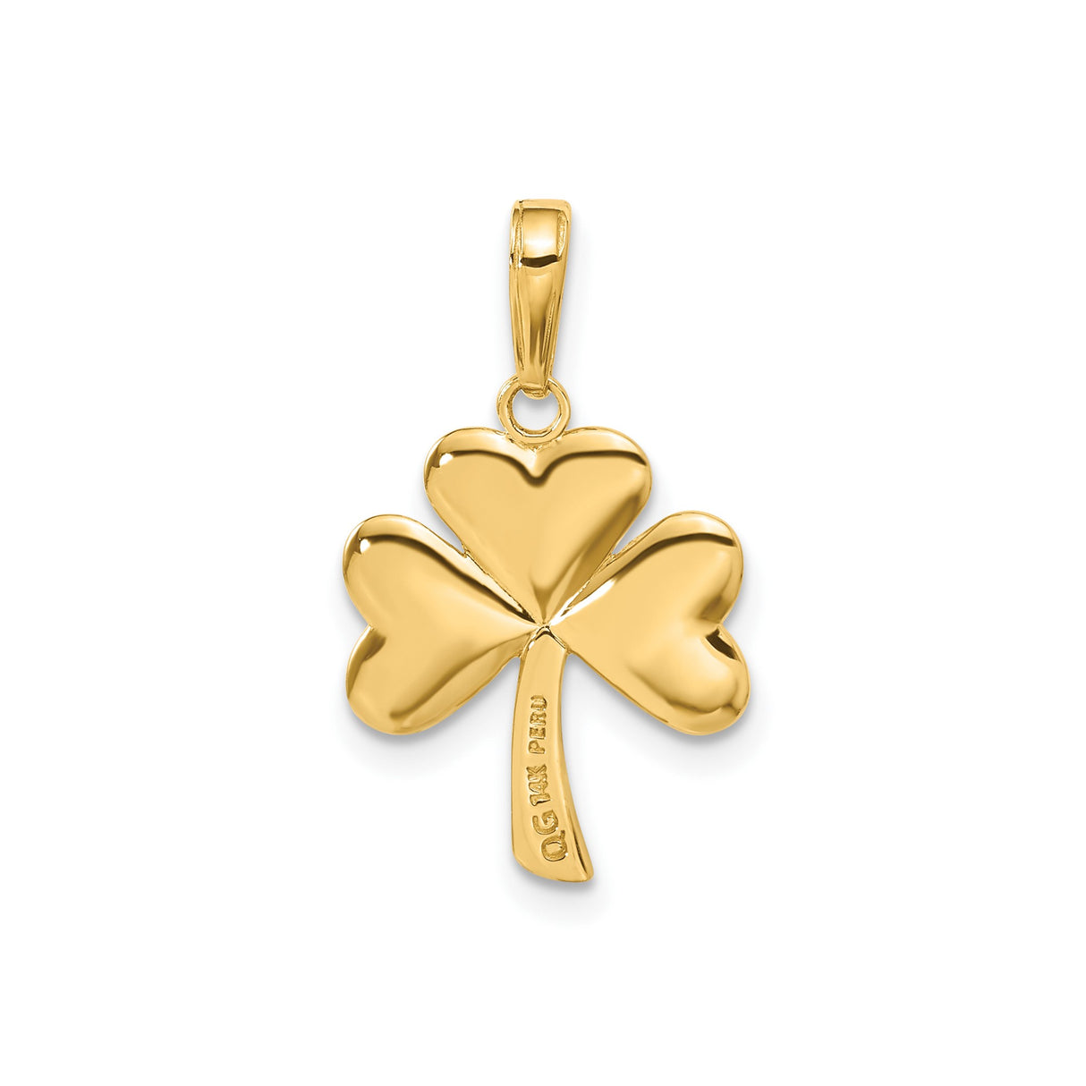 14k Yellow Gold Shamrock Pendant with Polished Three-Leaf Clover Design, Celtic Charm for Women