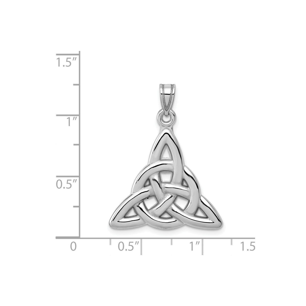 14k White Gold Celtic Trinity Knot Pendant, Open-Back Triquetra Charm with Spiritual Symbolism