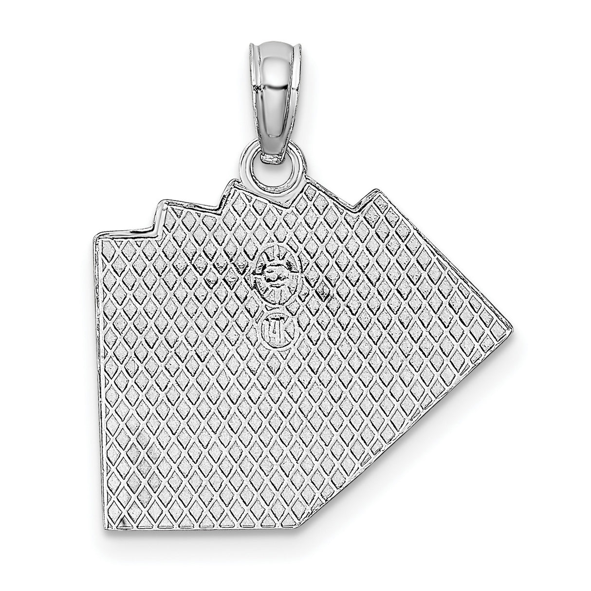 14k White Gold Pendant, Royal Flush Spade Design, Playing Card Casino Theme for Men