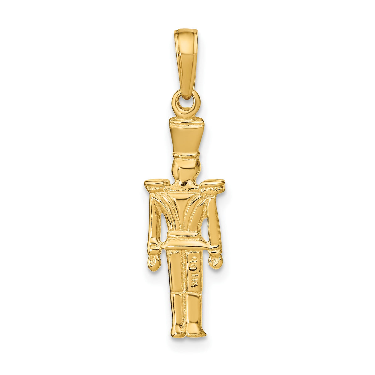 14k Yellow Gold Toy Soldier Pendant, Nutcracker Style Marching Band Charm, Vintage Military Design