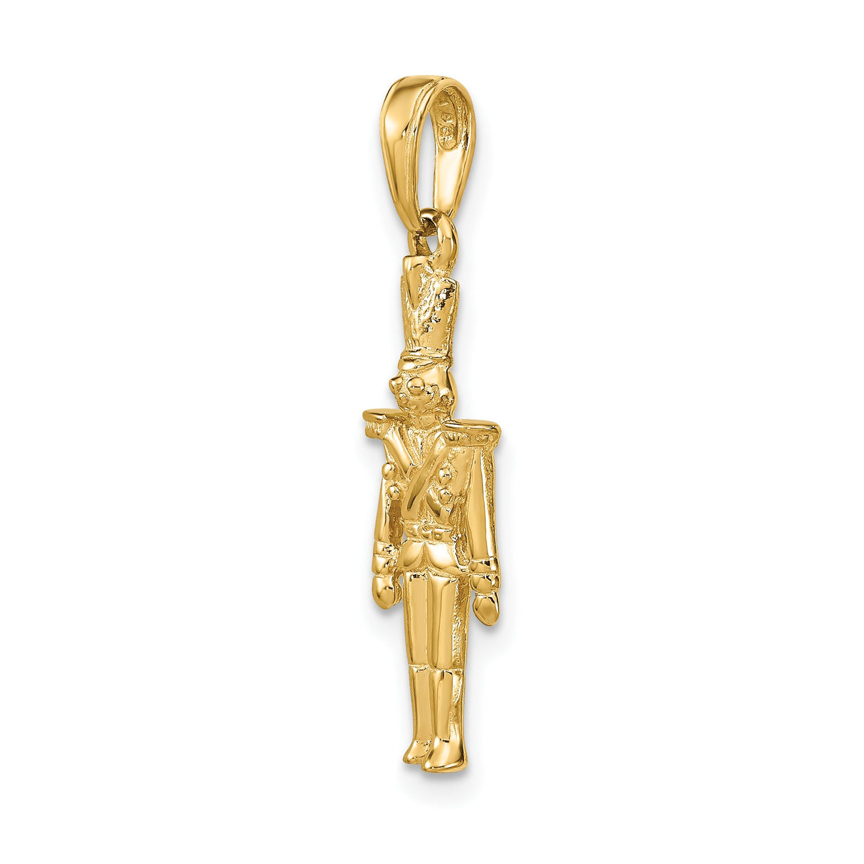 14k Yellow Gold Toy Soldier Pendant, Nutcracker Style Marching Band Charm, Vintage Military Design