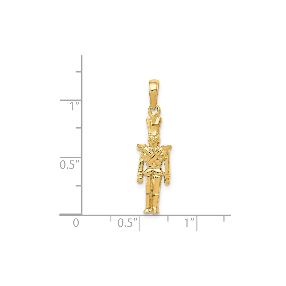 14k Yellow Gold Toy Soldier Pendant, Nutcracker Style Marching Band Charm, Vintage Military Design
