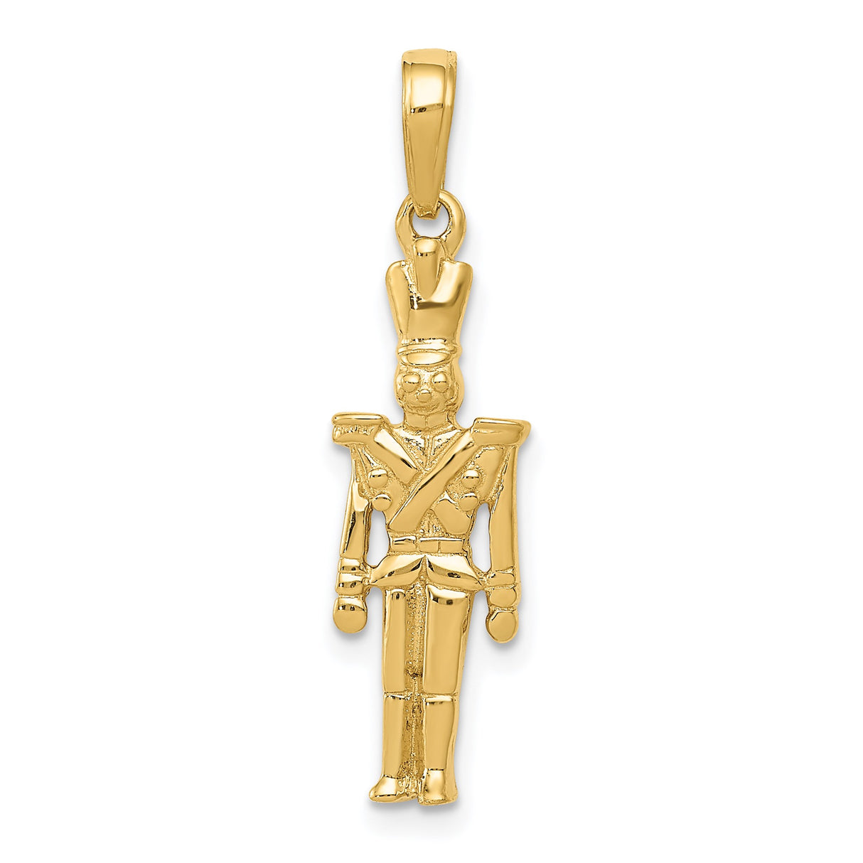 14k Yellow Gold Toy Soldier Pendant, Nutcracker Style Marching Band Charm, Vintage Military Design