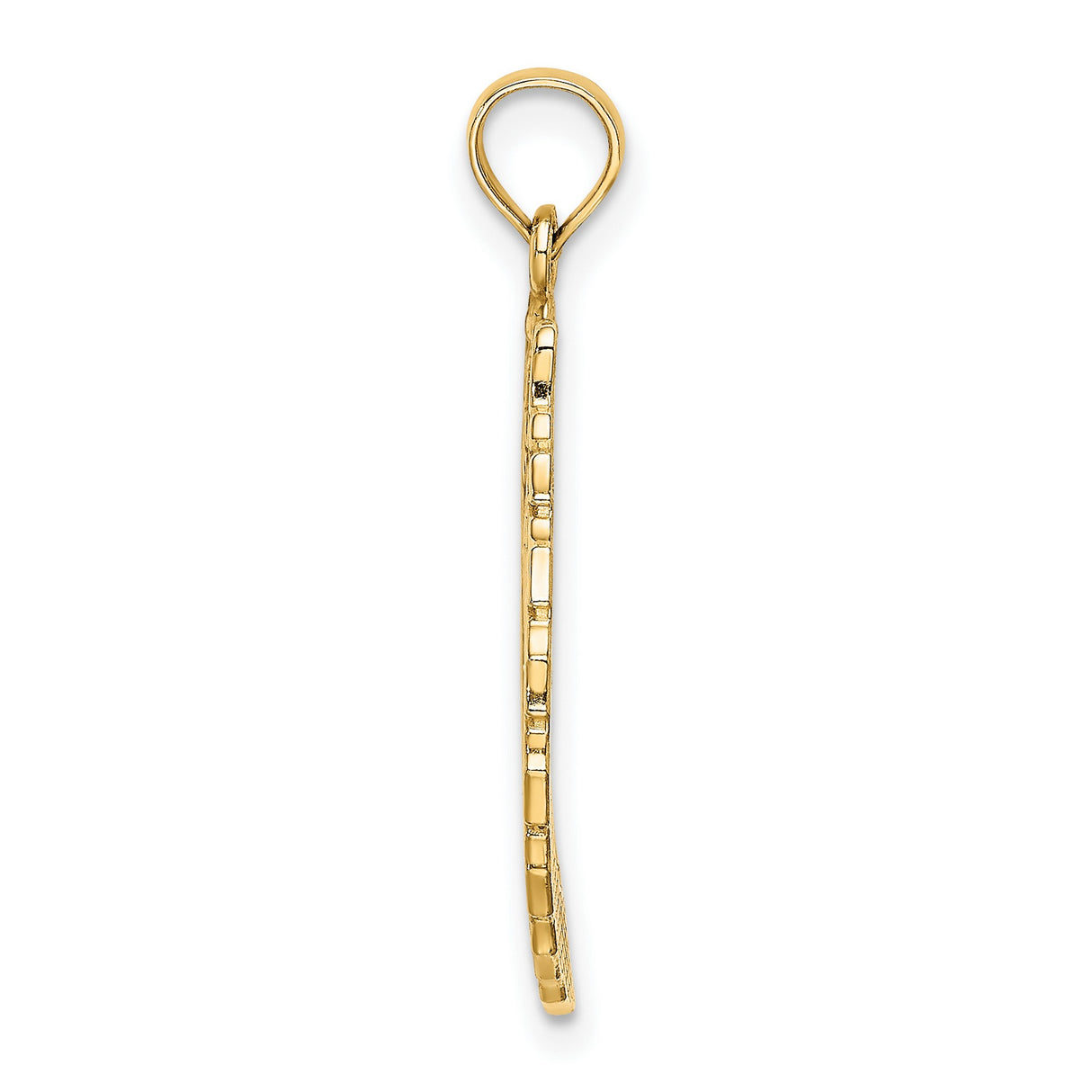 14k Yellow Gold Christmas Wreath Pendant with Holly Leaves, Bow and Bells, Satin Finish