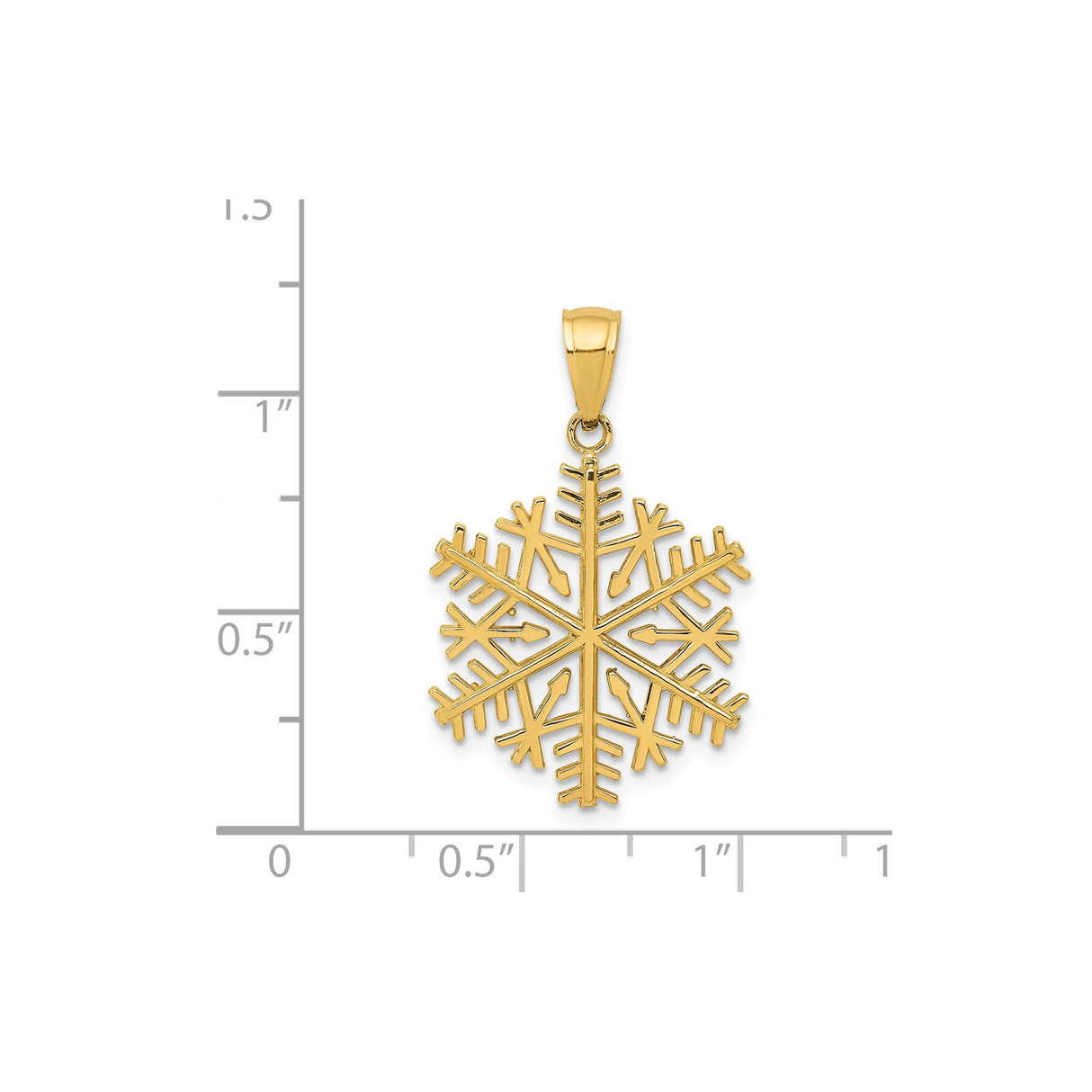 14k Yellow Gold Snowflake Pendant, Intricate Winter Charm Symbolizing Purity and Beauty for Women