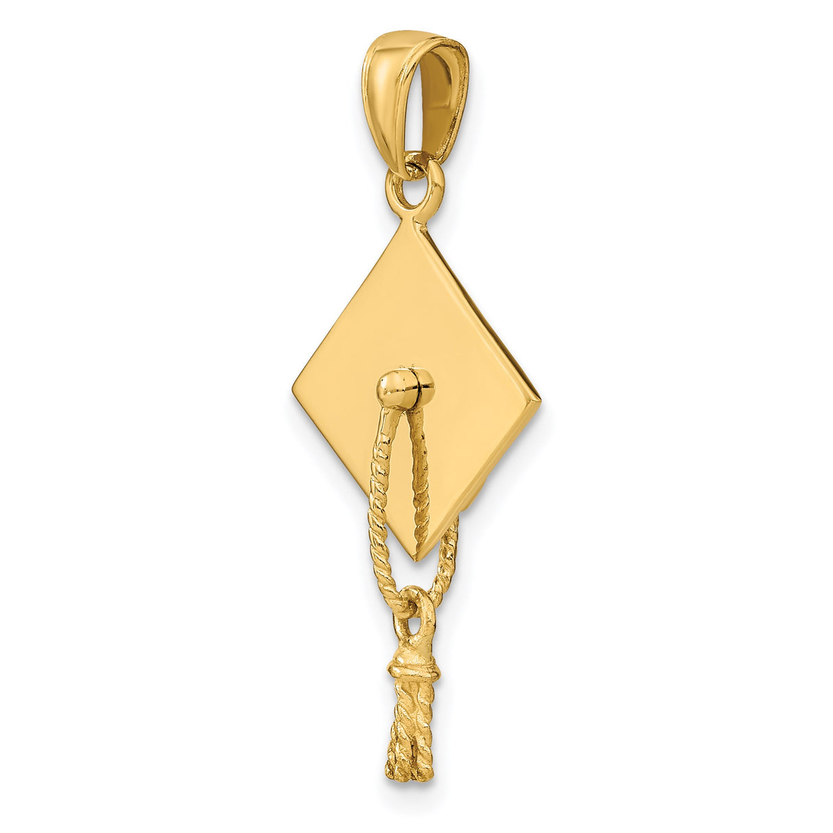 14k Yellow Gold Graduation Cap Pendant with Tassel, Academic Achievement Charm
