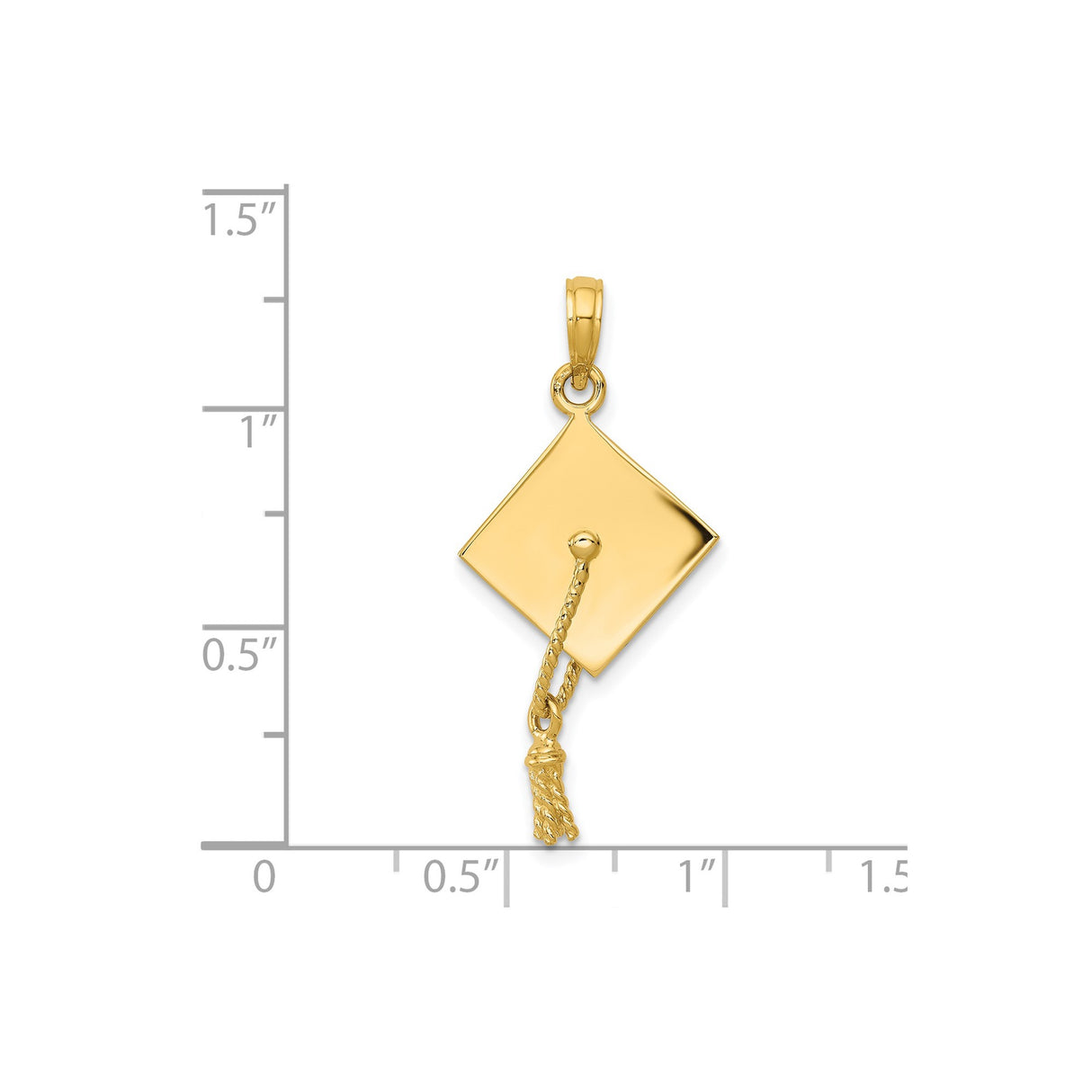 14k Yellow Gold Graduation Cap Pendant with Tassel, Academic Achievement Charm