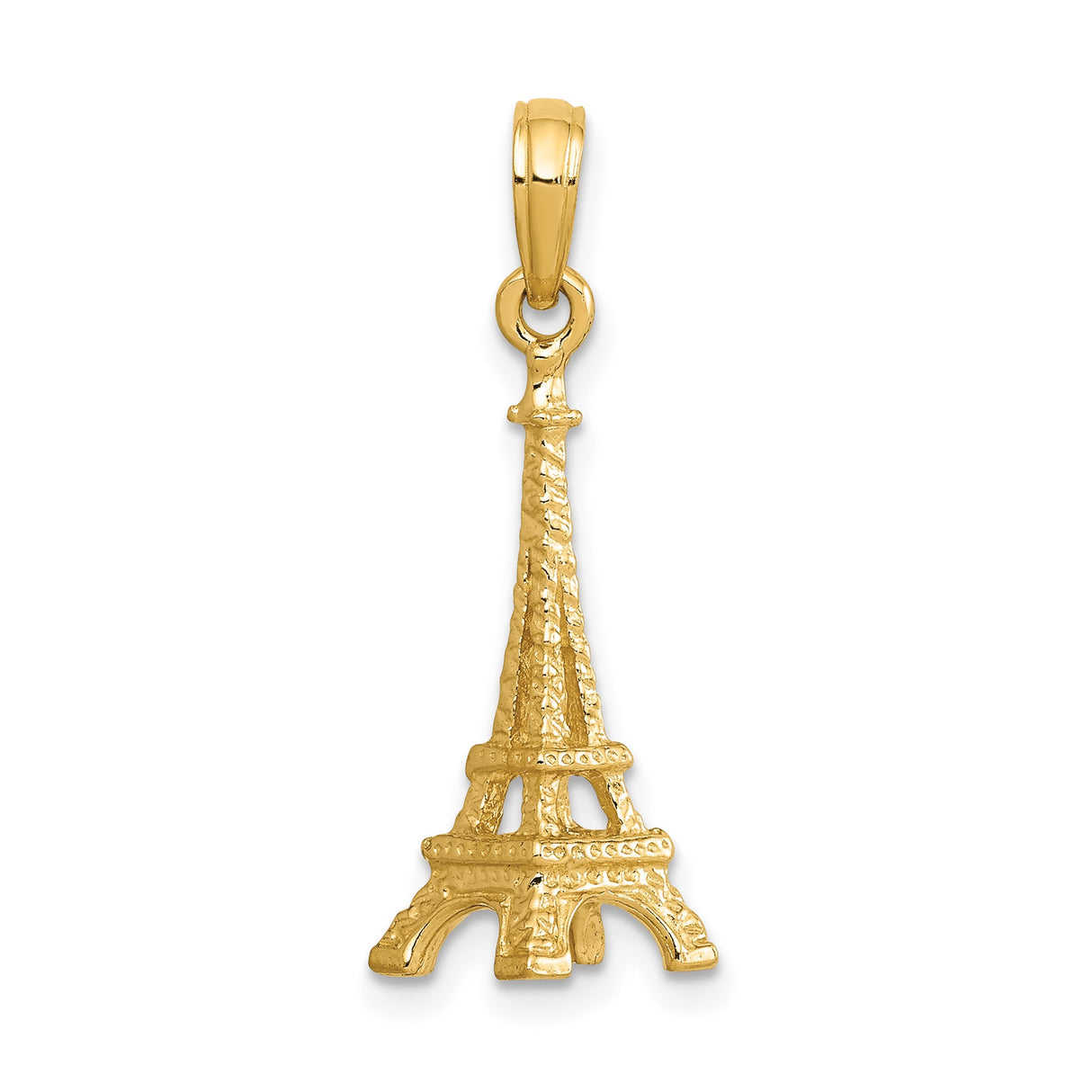 14k Yellow Gold Eiffel Tower Pendant Charm, Detailed Paris Landmark Design for Women