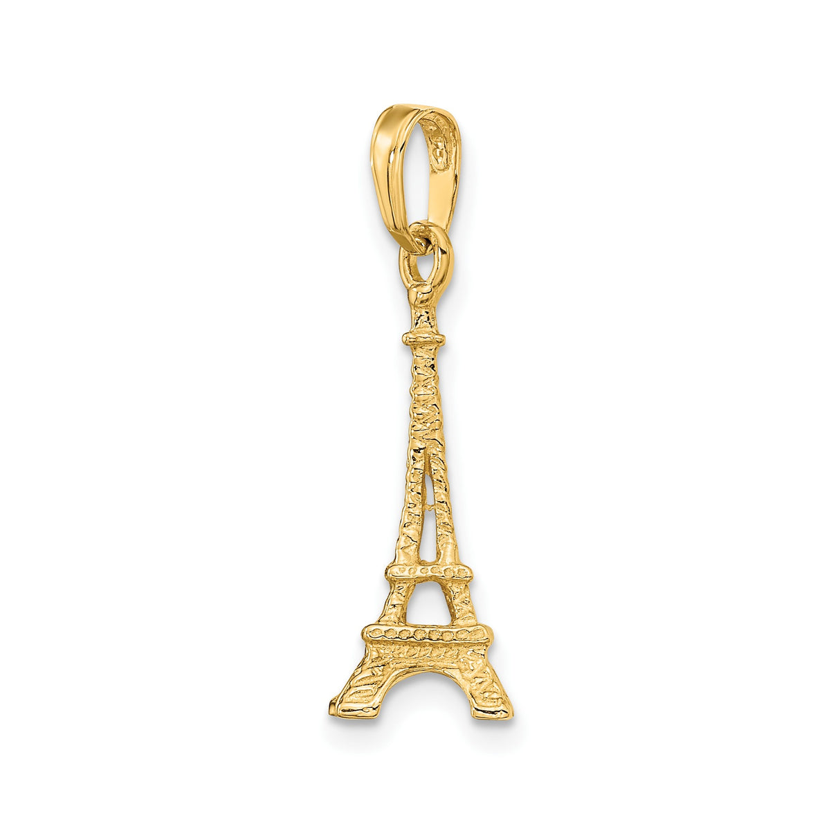 14k Yellow Gold Eiffel Tower Pendant Charm, Detailed Paris Landmark Design for Women