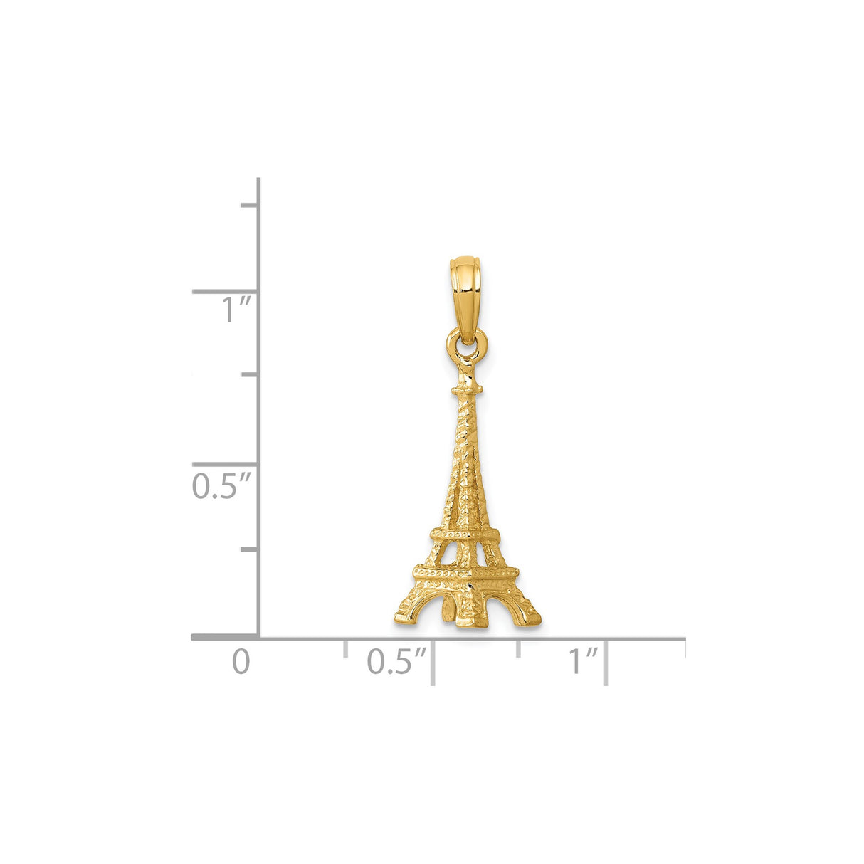 14k Yellow Gold Eiffel Tower Pendant Charm, Detailed Paris Landmark Design for Women