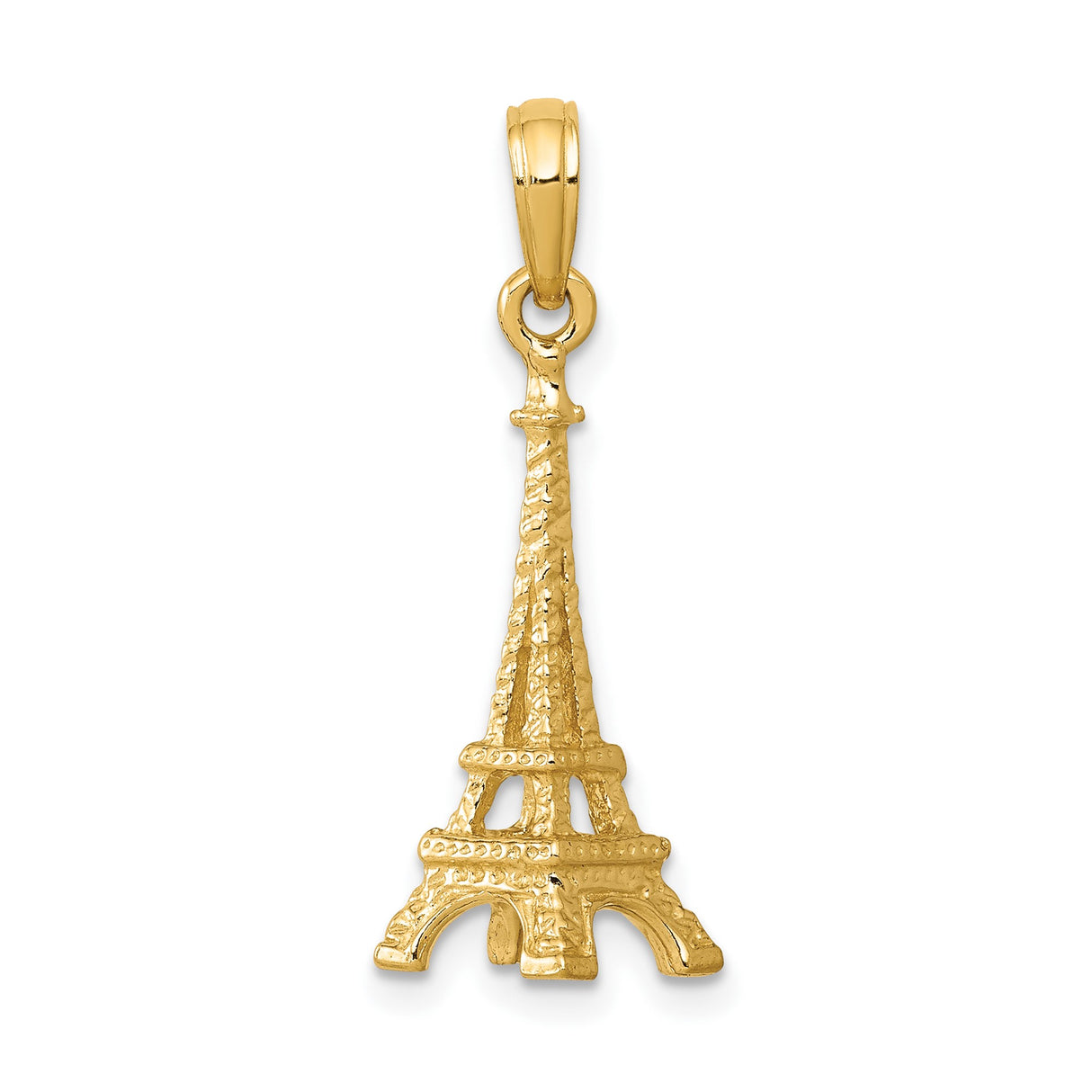 14k Yellow Gold Eiffel Tower Pendant Charm, Detailed Paris Landmark Design for Women