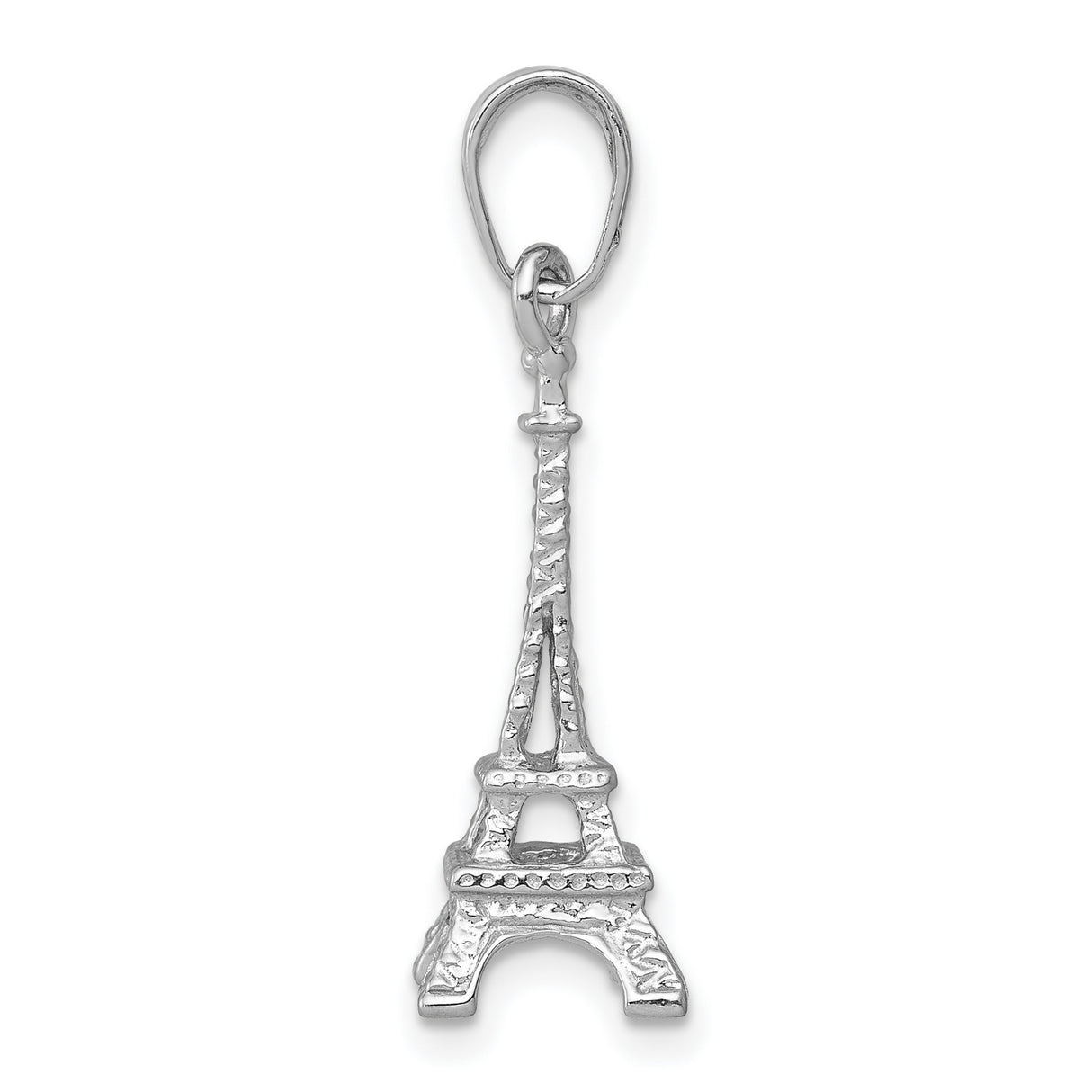 14k White Gold Eiffel Tower Pendant, Paris Landmark Charm, Travel and Romance Theme