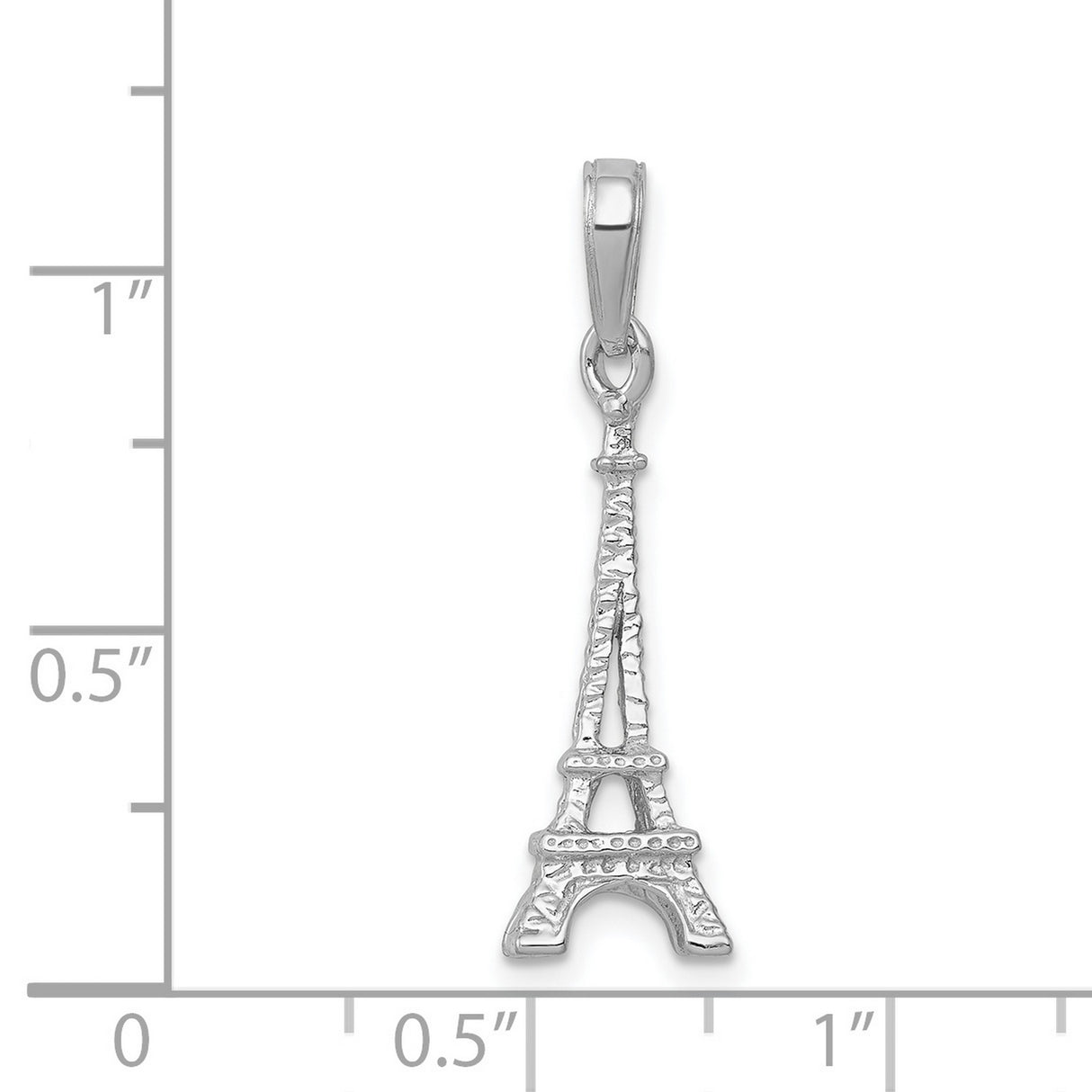 14k White Gold Eiffel Tower Pendant, Paris Landmark Charm, Travel and Romance Theme