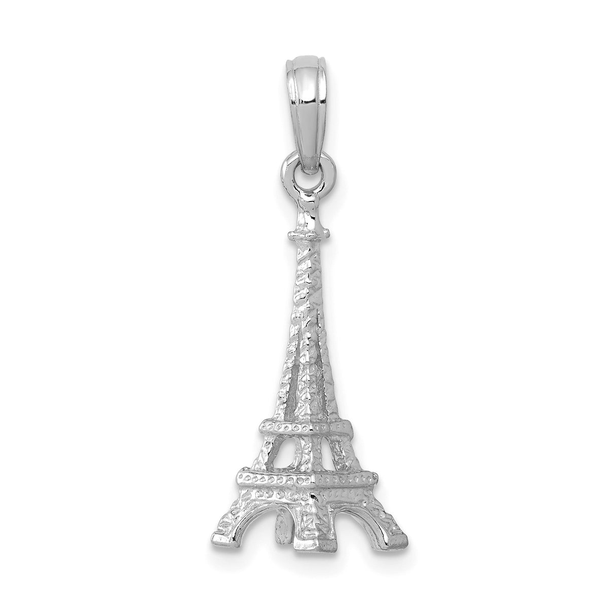 14k White Gold Eiffel Tower Pendant, Paris Landmark Charm, Travel Jewelry for Women