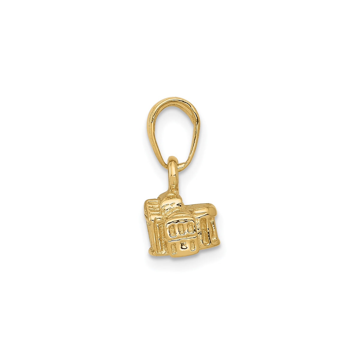 14k Yellow Gold White House Charm Pendant, Unisex Patriotic Architecture Jewelry