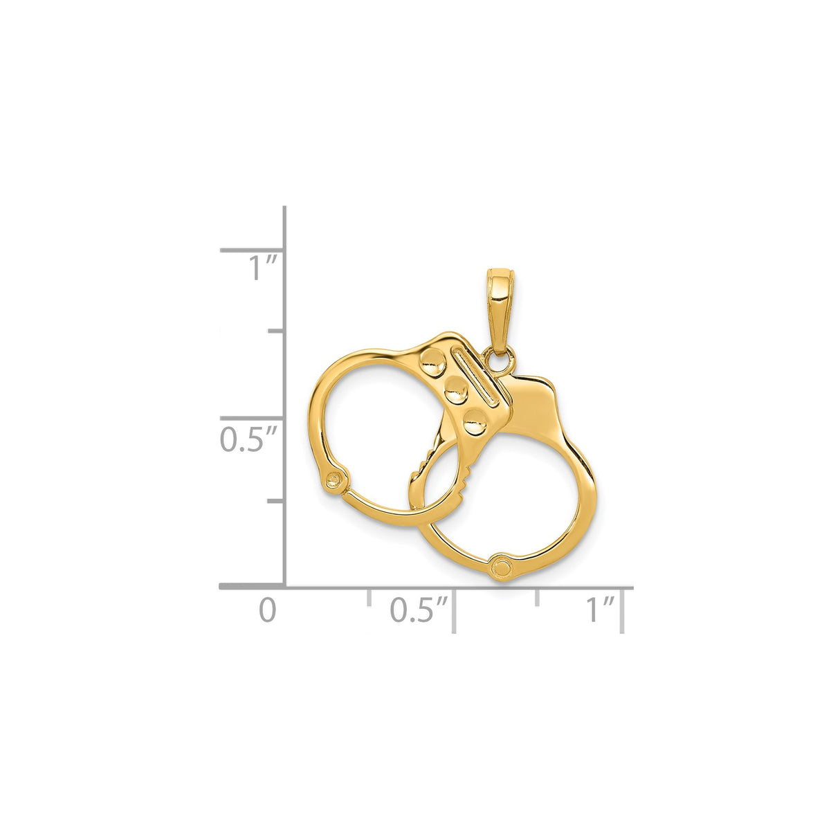 14k Yellow Gold Handcuff Pendant, Dual Design Symbolizing Strength and Commitment, Unisex Jewelry Piece