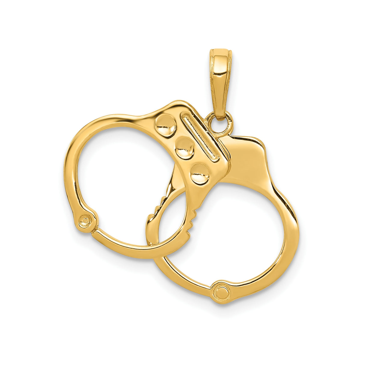 14k Yellow Gold Handcuff Pendant, Dual Design Symbolizing Strength and Commitment, Unisex Jewelry Piece