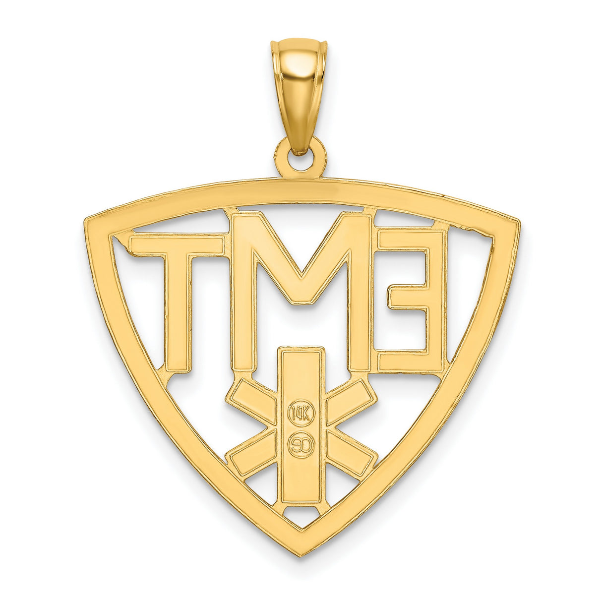 14k Yellow Gold EMT Pendant with Star of Life and Rod of Asclepius Symbol