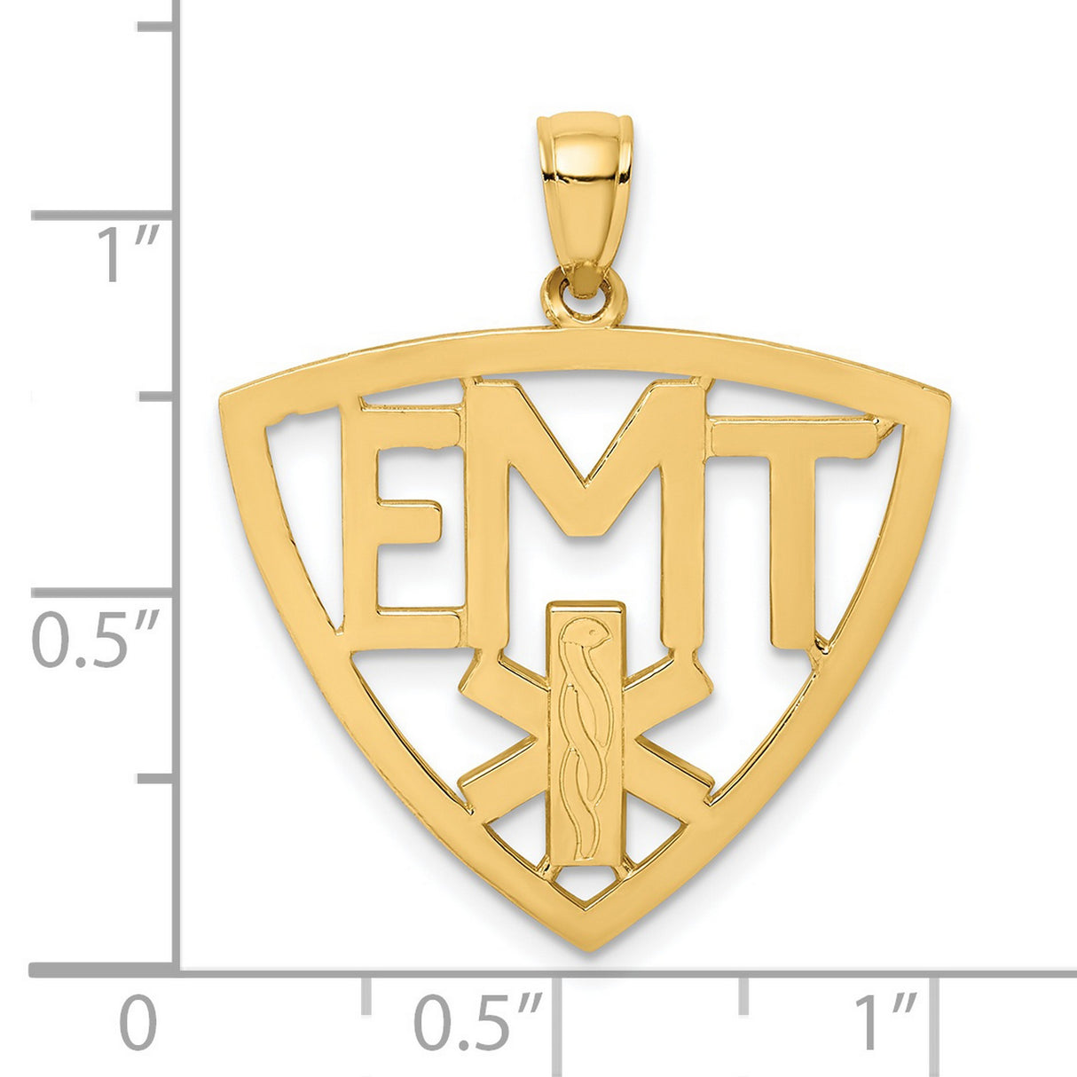 14k Yellow Gold EMT Pendant with Star of Life and Rod of Asclepius Symbol