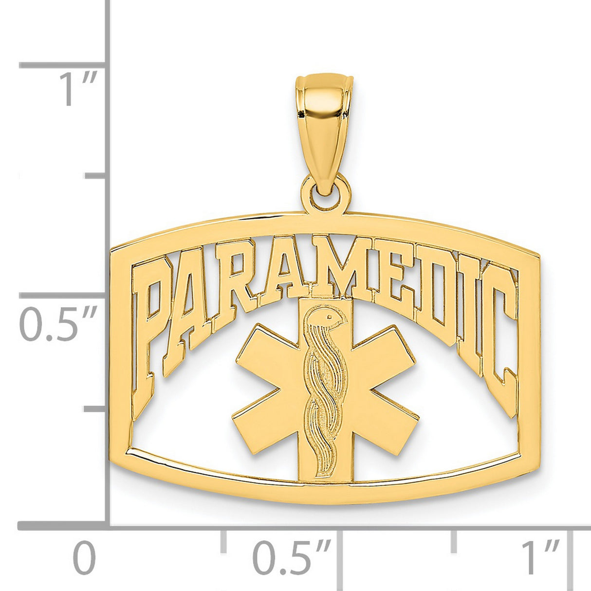 14k Yellow Gold Paramedic Pendant with Star of Life and Rod of Asclepius Symbol, Unisex