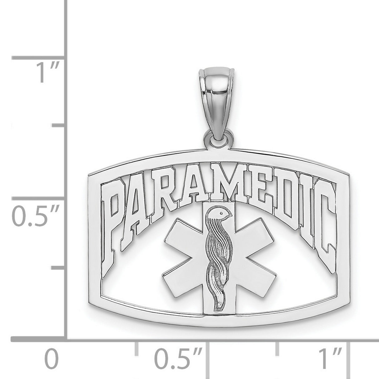 14k White Gold Paramedic Pendant with Star of Life and Rod of Asclepius Symbol
