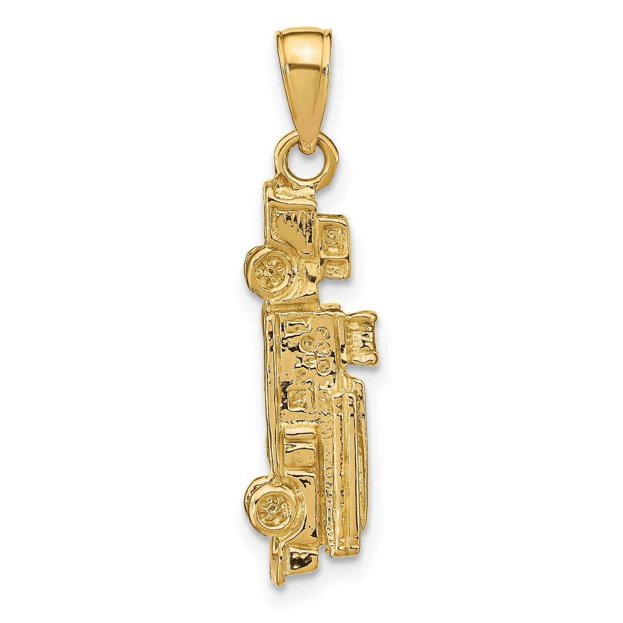 14k Yellow Gold Semi Truck Pendant, Detailed Big Rig Charm for Truck Drivers