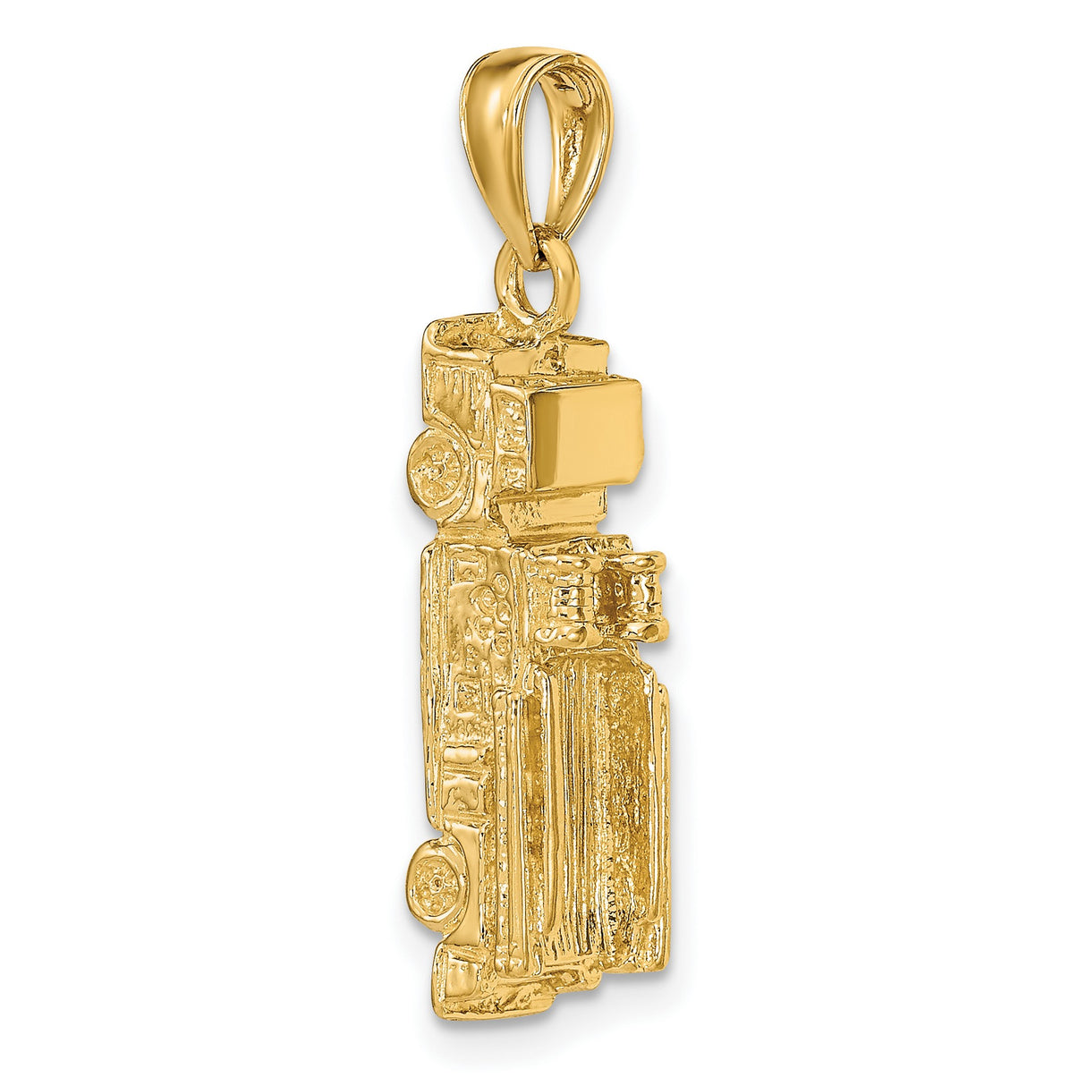 14k Yellow Gold Semi Truck Pendant, Detailed Big Rig Charm for Truck Drivers