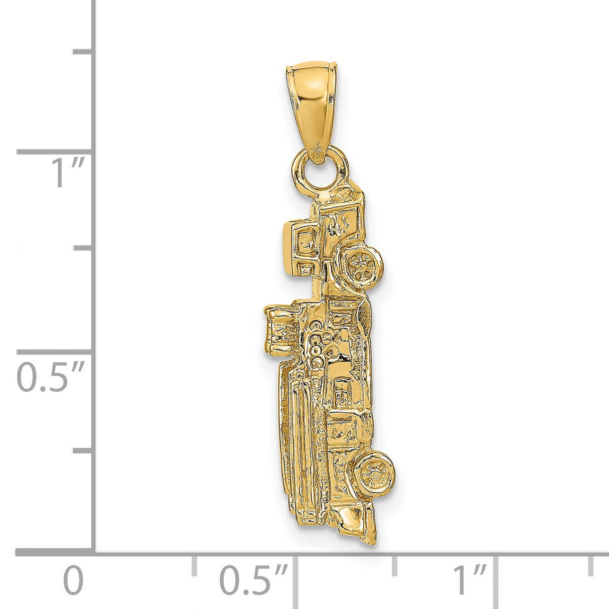 14k Yellow Gold Semi Truck Pendant, Detailed Big Rig Charm for Truck Drivers