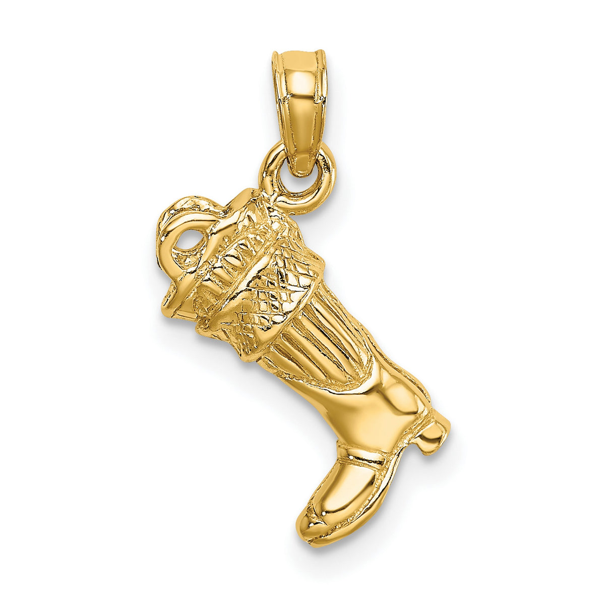 14k Yellow Gold Cowboy Boot and Hat Pendant with Rope Detail, 3D Western Charm