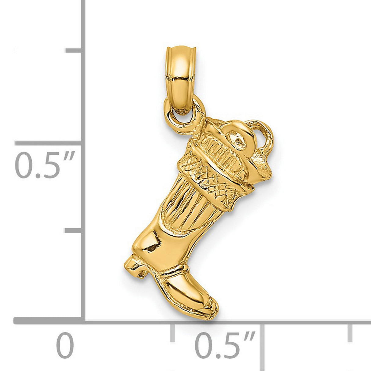 14k Yellow Gold Cowboy Boot and Hat Pendant with Rope Detail, 3D Western Charm