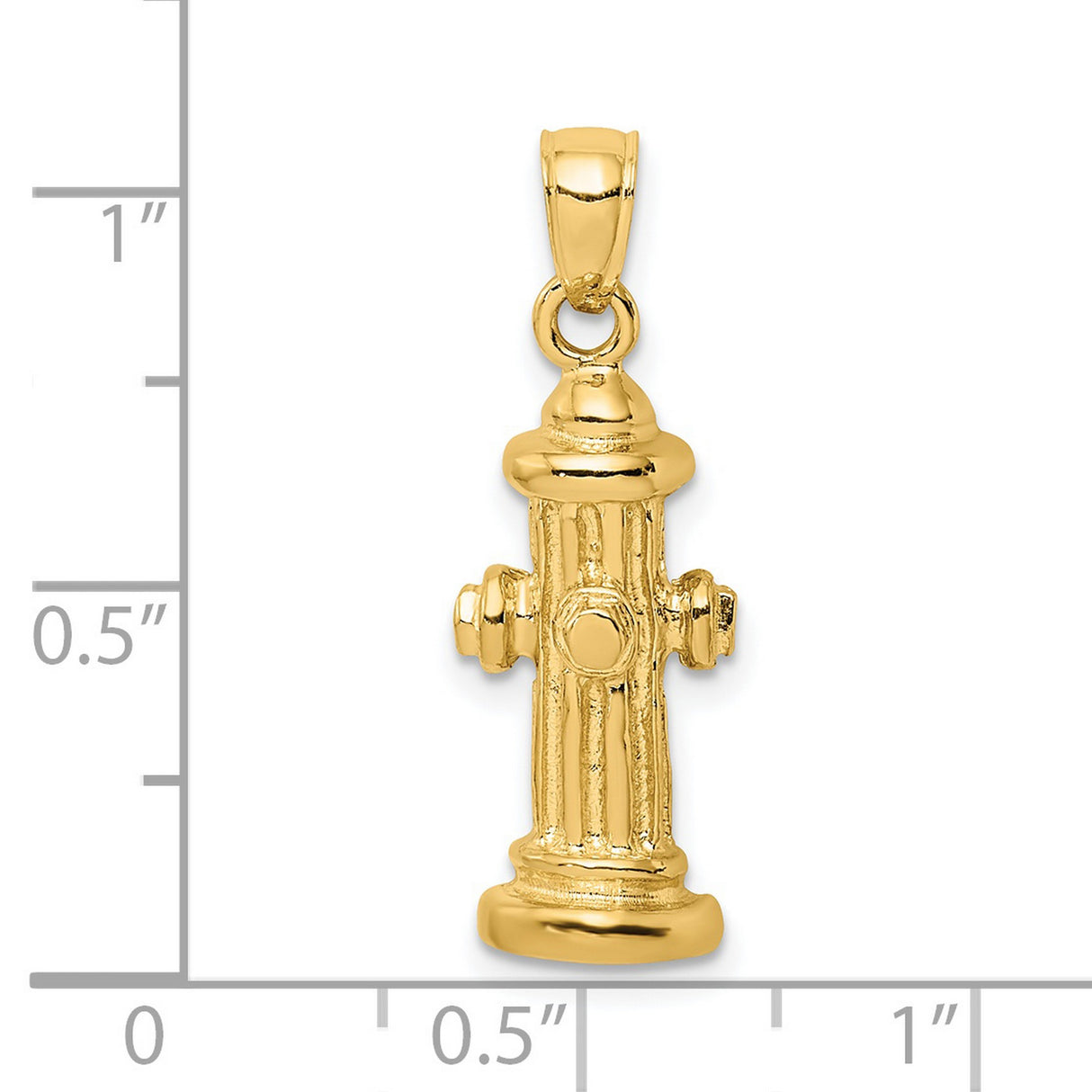 14k Yellow Gold Fire Hydrant Pendant, Open Back Design, Firefighter Heroism Charm for Men or Unisex