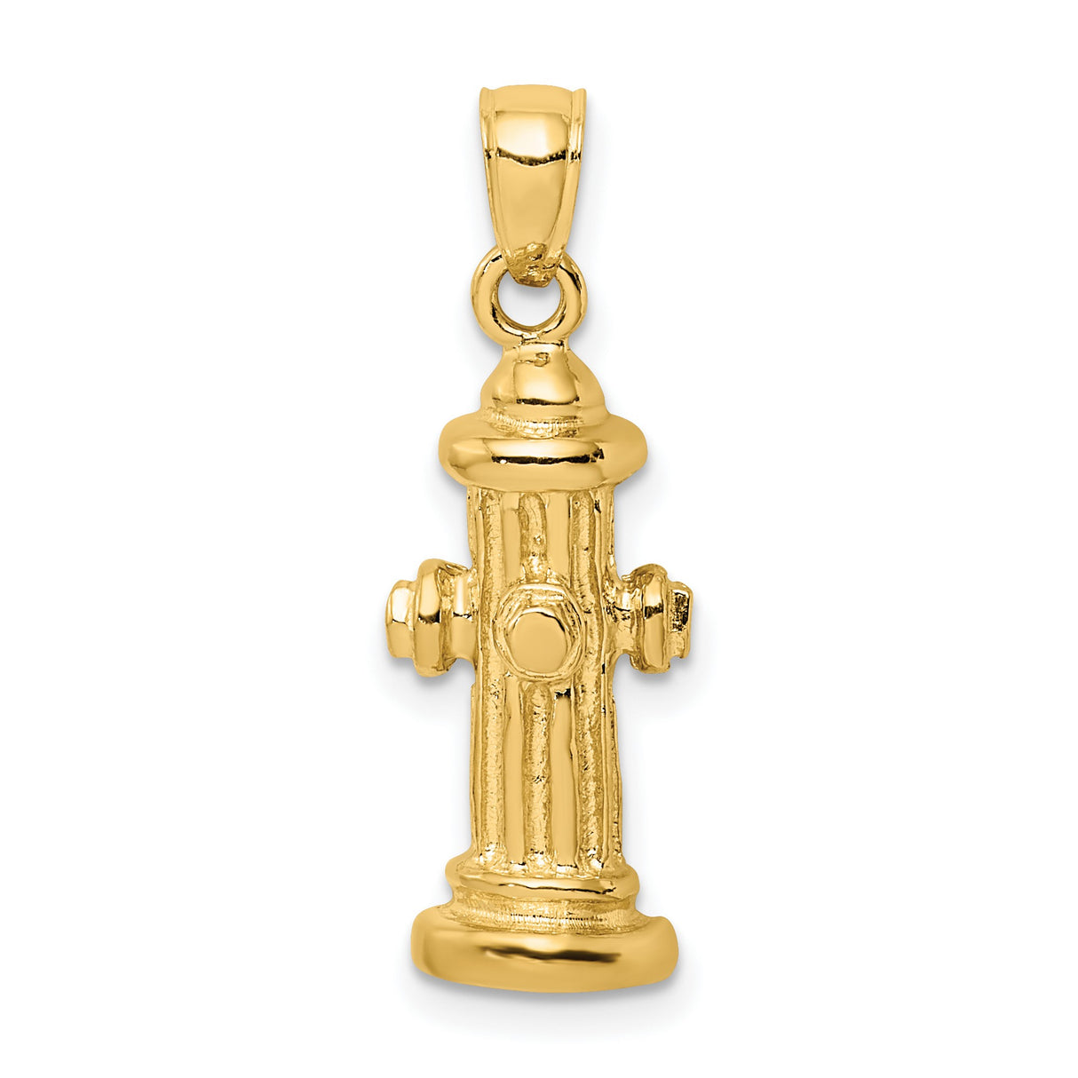 14k Yellow Gold Fire Hydrant Pendant, Open Back Design, Firefighter Heroism Charm for Men or Unisex