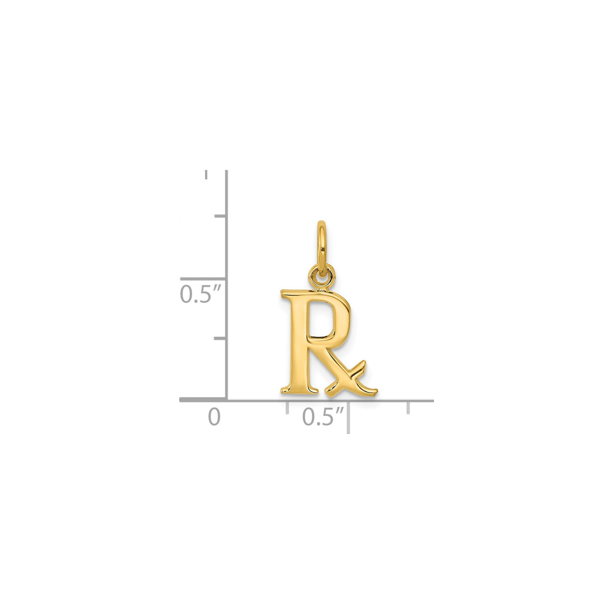 14k Yellow Gold Rx Pendant Charm, Polished Pharmacy Symbol Jewelry for Healthcare Workers