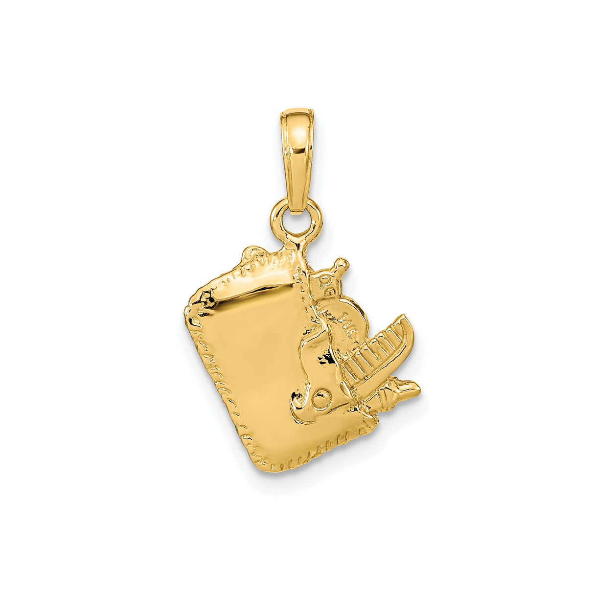14k Yellow Gold Pendant Charm with Makeup Bag and Beauty Tools Motif