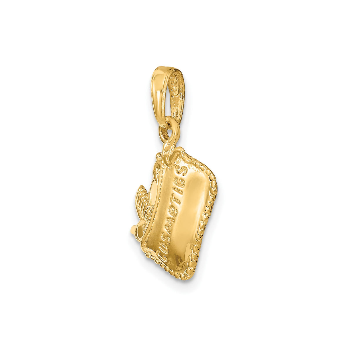 14k Yellow Gold Pendant Charm with Makeup Bag and Beauty Tools Motif
