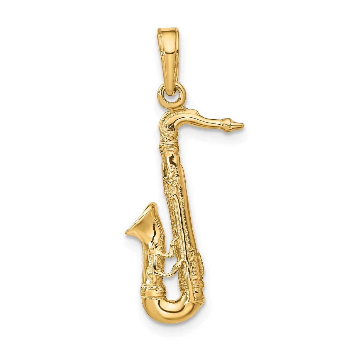 14k Yellow Gold Saxophone Pendant Charm, Musical Instrument Theme, Unisex Jewelry for Musicians
