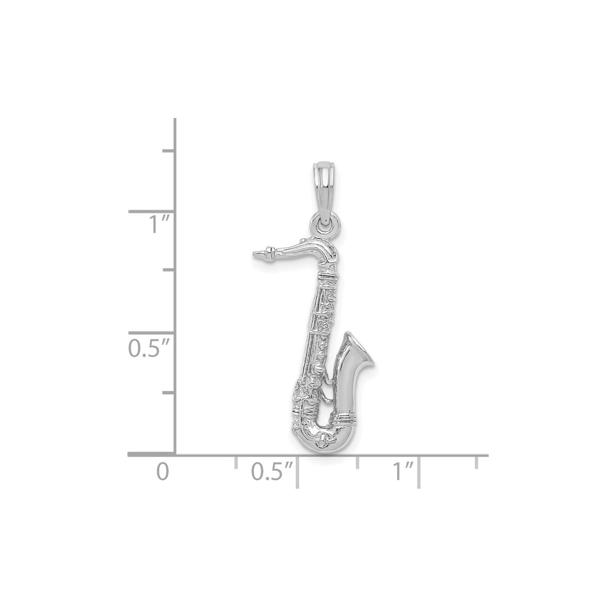 14k White Gold Saxophone Pendant, Three-Dimensional Jazz Instrument Charm