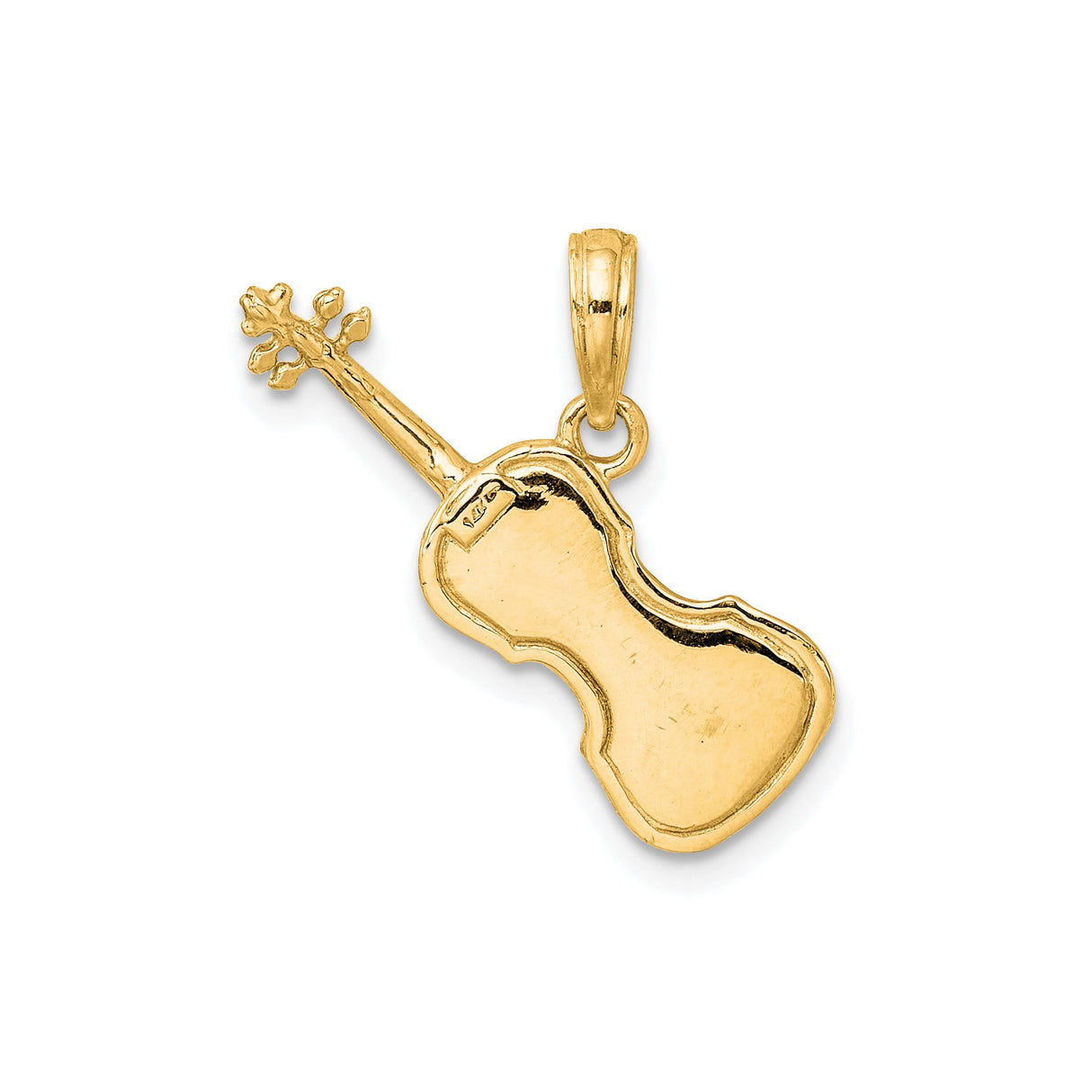 14k Yellow Gold Violin Pendant, Musical Instrument Charm for Music Lovers and Musicians