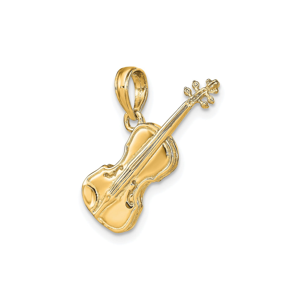14k Yellow Gold Violin Pendant, Musical Instrument Charm for Music Lovers and Musicians