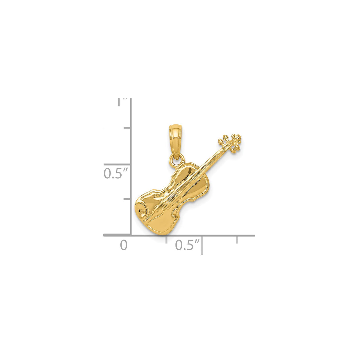 14k Yellow Gold Violin Pendant, Musical Instrument Charm for Music Lovers and Musicians