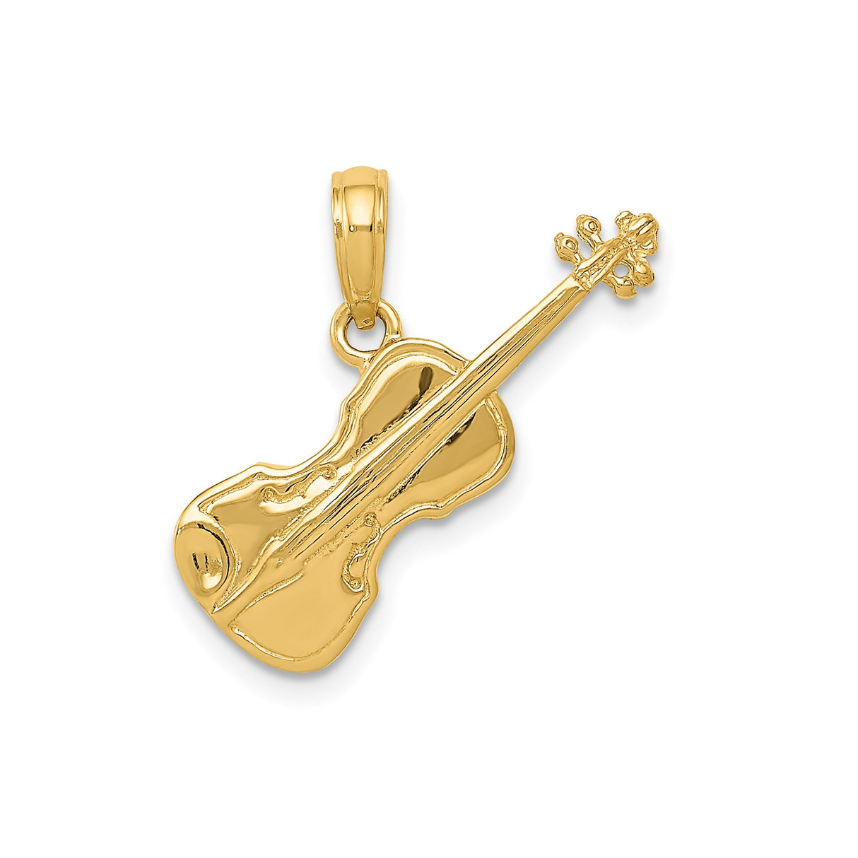14k Yellow Gold Violin Pendant, Musical Instrument Charm for Music Lovers and Musicians
