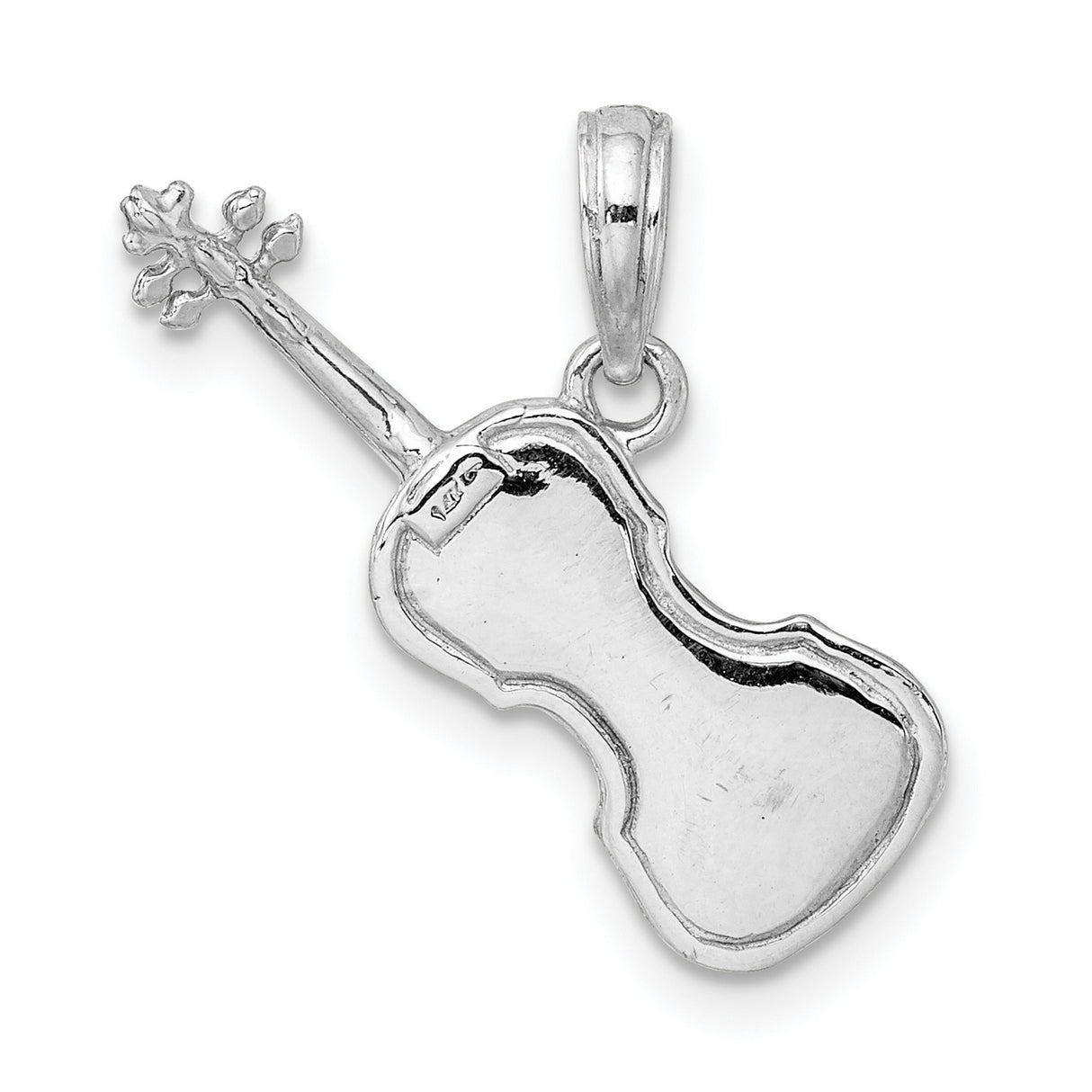 14k White Gold Violin Pendant Charm with Bow Design, Musical Instrument Jewelry