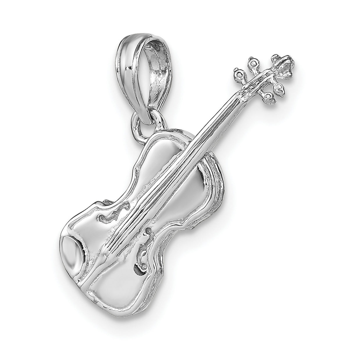 14k White Gold Violin Pendant Charm, Miniature Musical Instrument Jewelry for Women