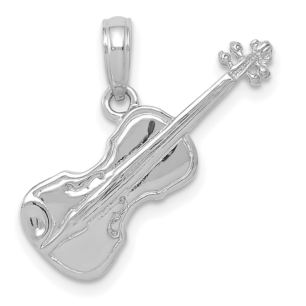 14k White Gold Violin Pendant Charm, Miniature Musical Instrument Jewelry for Women