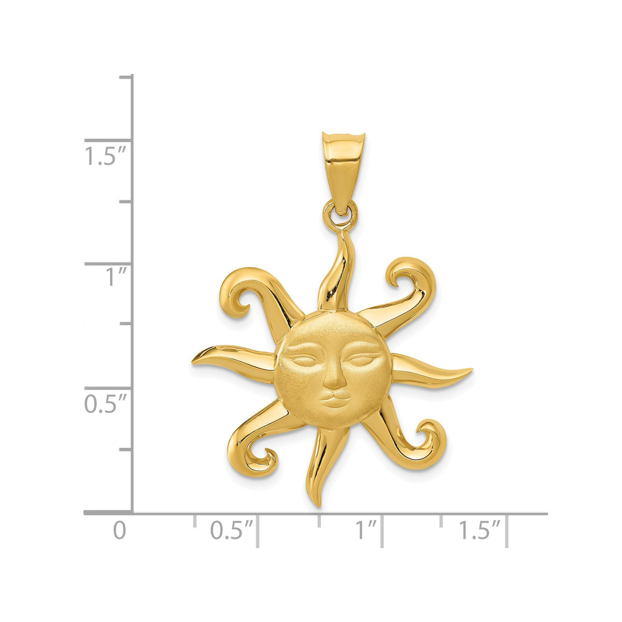 14k Yellow Gold Sun Face Pendant, Celestial Solar Rays, Boho Astrology Jewelry