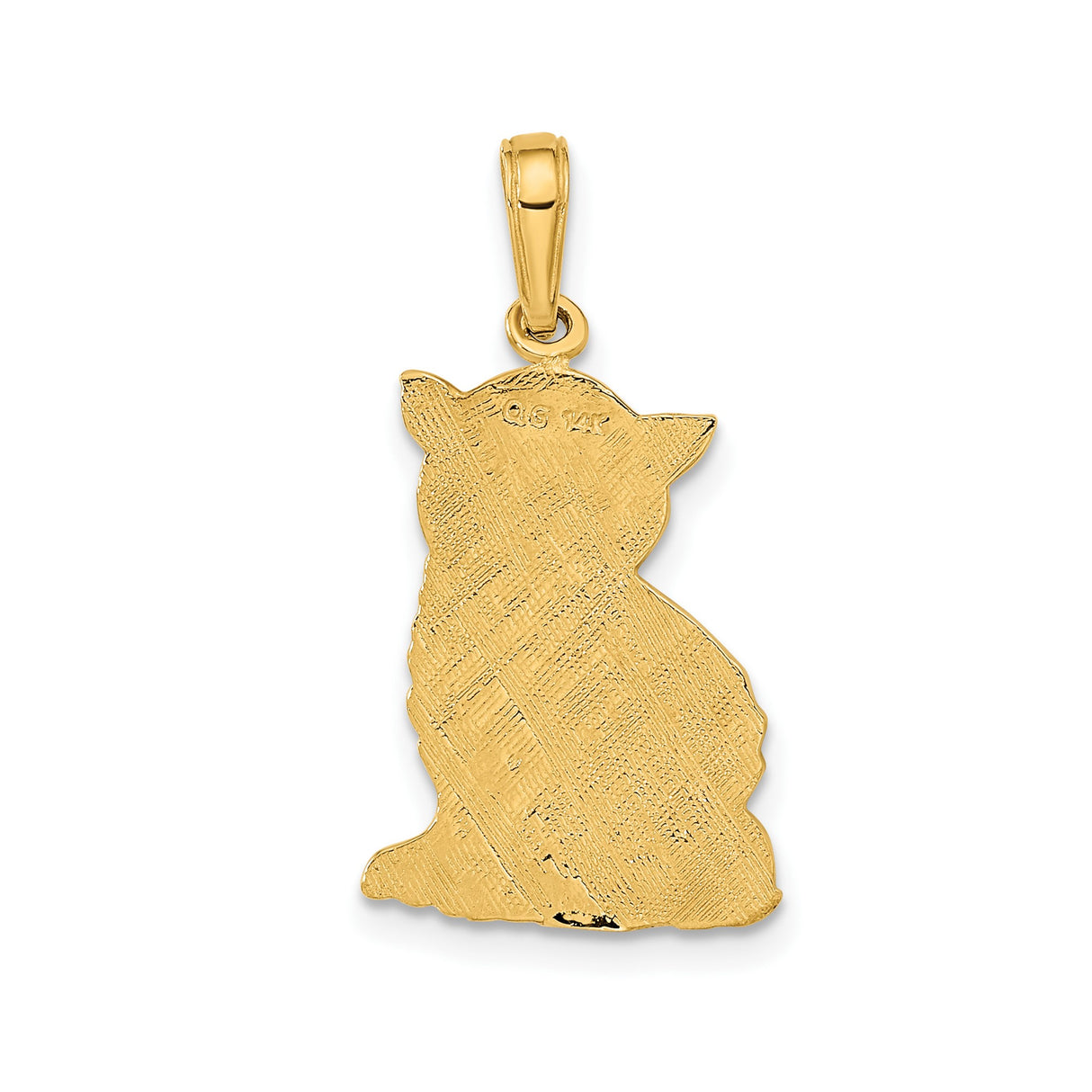 14k Yellow Gold Cat Charm Pendant with Smiling Kitten Face, Dainty Feline Jewelry