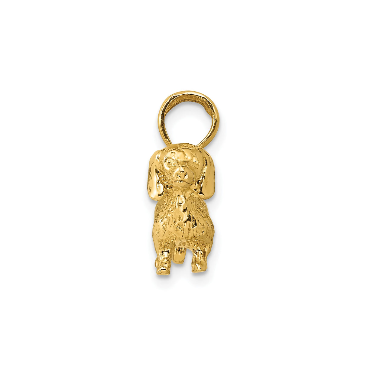 14k Yellow Gold Dachshund Dog Pendant, Textured Canine Silhouette Charm for Women or Unisex
