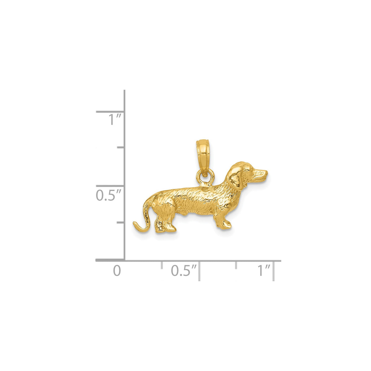 14k Yellow Gold Dachshund Dog Pendant, Textured Canine Silhouette Charm for Women or Unisex
